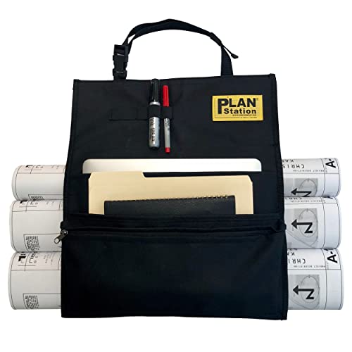 Plan Station On-The-Go Work Tote Plan Carrier Plus Organizer Comes With Shoulder Strap And Comfort Top Handle For Car Holds 4-Blueprints, Black (Ws3600) #TOP3
