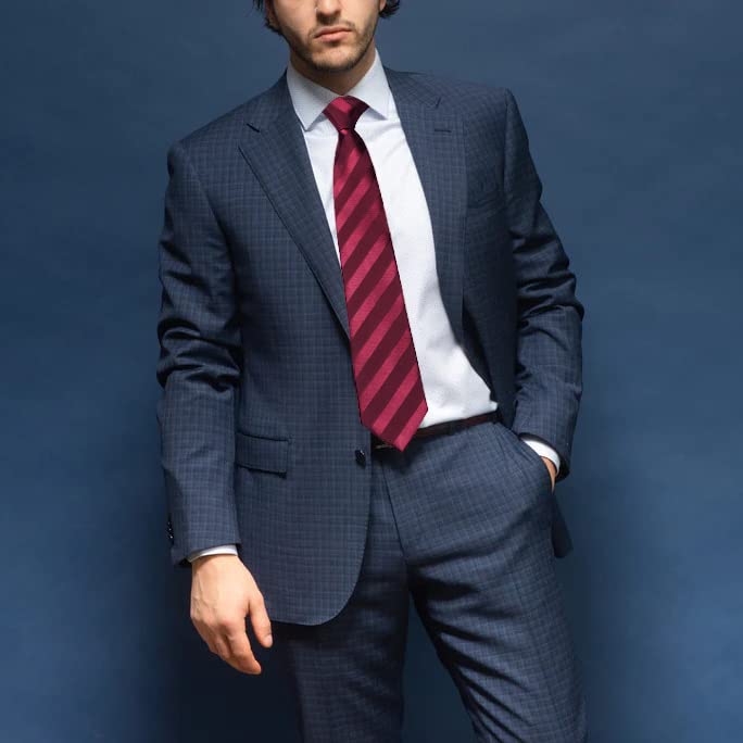 Image of HISDERN Mens Tie Striped Ties and Handkerchief Set Business Formal Woven Pocket Square Wedding College Stripe Necktie