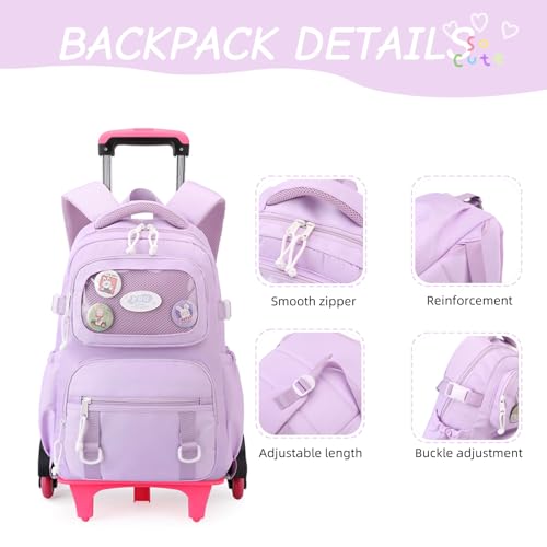 LANSHIYA Girls Rolling Backpack Elementary School Bag with Wheels, Trolley Bags for Kids Roller Backpack for Girls Boys by LANSHIYA - Used condition - Image 3