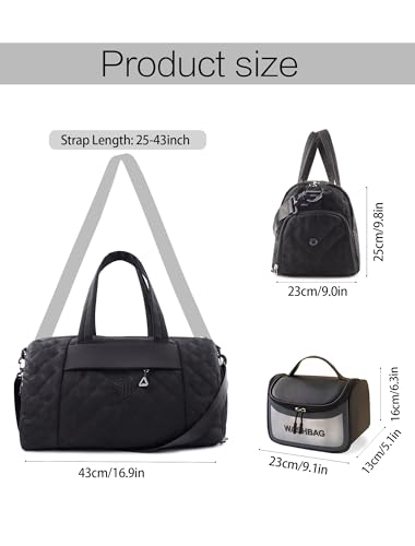 Travel Duffle Bag for Women Weekender Bag Luggage with Toiletry bag Shoe Pocket for Hospital,Gym and Airplane Travel,Black2
