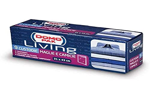Sacchetti Antipolvere per Maglie, Camicie e Vestiti - Organizza Il Tuo Armadio e Proteggi i Tuoi Abiti - 9 Buste Trasparenti 31x43 cm - Domopak Living