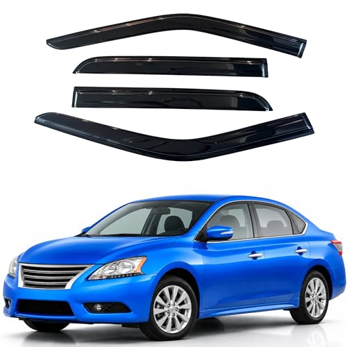 Image of IG Window Visors Fit for 2013-2019 Nissan Sentra, Out-Channel Rain Guards Vent Wind Deflectors 4PC, Car Accessories for 13-19 Sentra