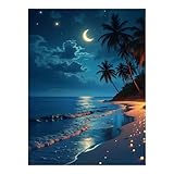 TZTTZT Diamond Art Kits for Adults - Modern Beach Nigjt Print No.39 Diamond Painting Kits for Adults Beginner, Frameless Diamond Painting Craft for Home Wall Decor