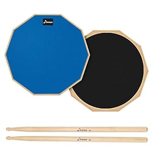 Donner Drum Practice Pad Übungspad 12 Zoll mit Drumsticks, Blau
