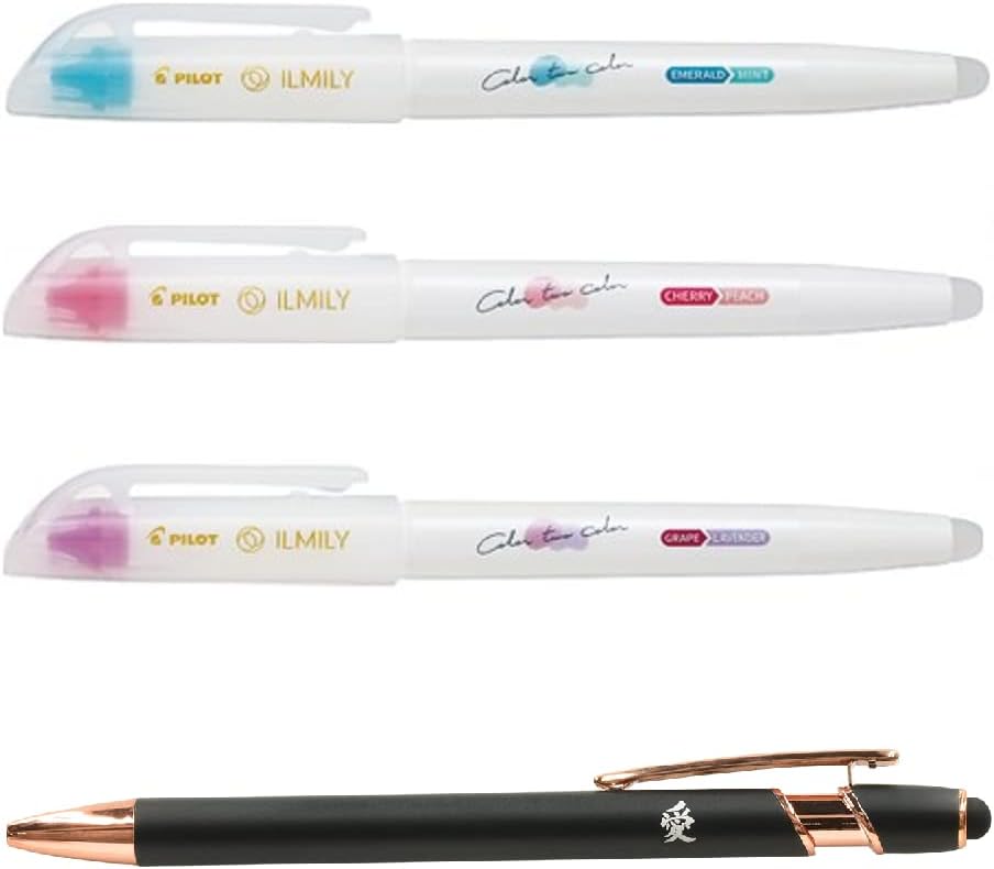 Pilot Japan Two Color 3-in-1 Marker Pens That Change Color When Rubbed – With Original Stylus Ballpoint Touch Pen