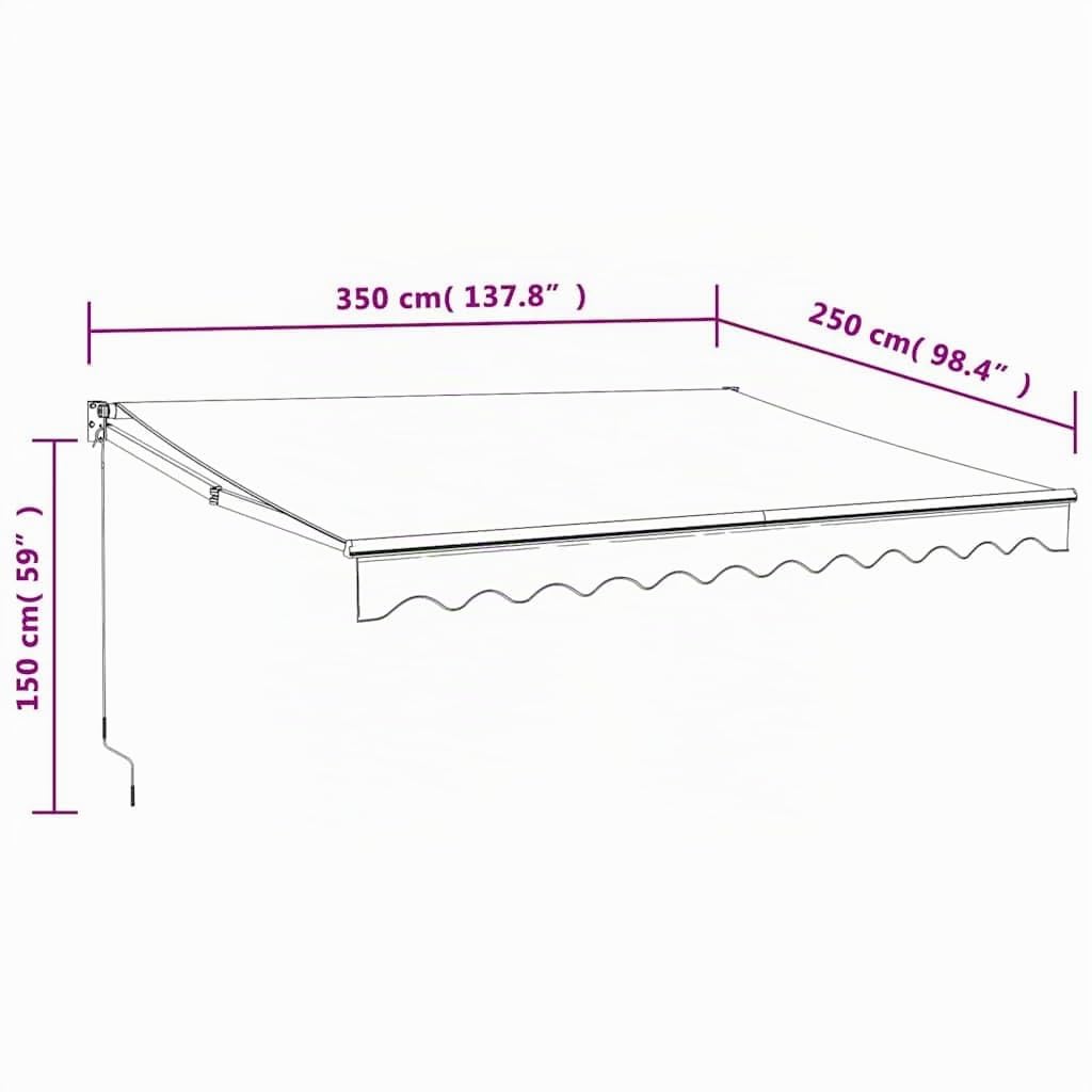 vidaXL Toldo retráctil automático Gris Antracita 3,5x2,5 m