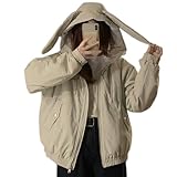 Adoptez la polyvalence et la mode avec les vestes courtes à capuche en coton à oreilles de lapin, les motifs d'oreilles de lapin qui ajoutent une touche fantaisiste à votre garde-robe
