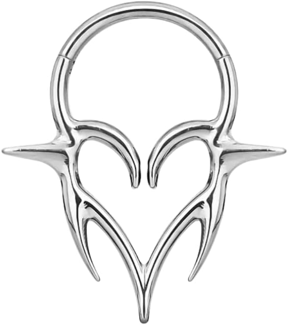 Pierced Owl 16GA ASTM F-136 Implant Grade Titanium Spiked Heart Hinged Segment Clicker Ring