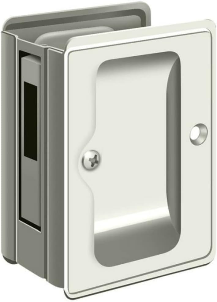 Deltana SDAR325U15 Heavy Duty Pocket Lock; Adjustable; 3-1/4" x 2 1/4" Sliding Door Receiver; Satin Nickel Finish