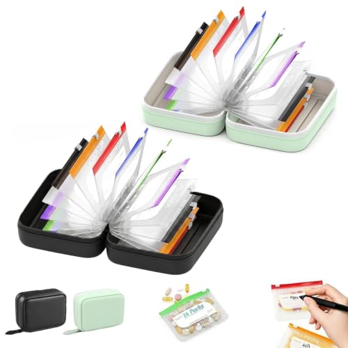 Image of Waterproof Pill Pouch Set, Waterproof Pill Organizer Set with 14pcs Bags Inside, 7 to 14 Days of Meds & Medicine Crush-Resistant Shell, Portable Travel Pill Storage System for Holder Travel (Mix)