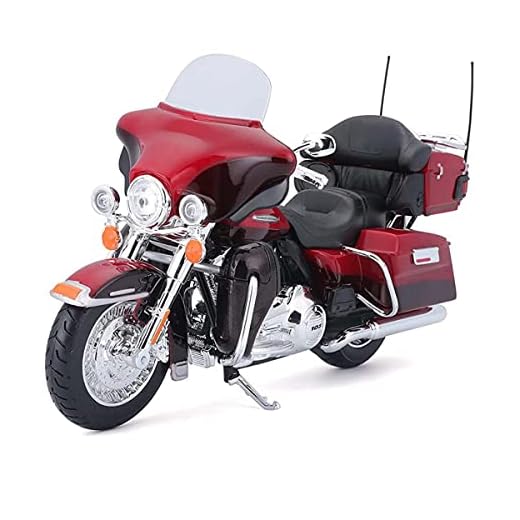 Bauer Spielwaren 2049729 Maisto Harley-Davidson FLHTK Electra Glide Ultra Limited ´13: Motorcykel modell 1:12, med styrning, rörligt stativ och fria rullande hjul, 17 cm, röd (5323)
