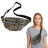 EAVUYIS Riñonera Mujer de Leopardo, Bolsa de Cintura, Riñonera Running Mujer y Hombre, Bolsa Viaje, con Deportiva Ajustable e Impermeable para Actividades al Aire Libre y Viajes