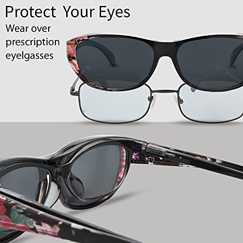 Image of The Fresh High Definition Polarized Wrap Around Shield Sunglasses for Glasses - Leather Eyeglasses Case