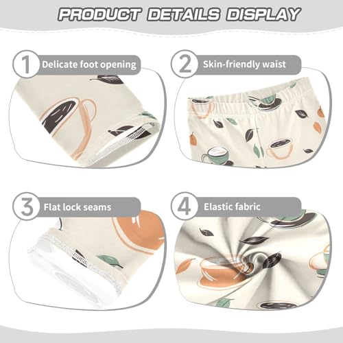 Abstract Coffee Cup Leaves Girls Leggings Soft Stretch Workout Yoga Dance Pants for Kids Casual Tights3