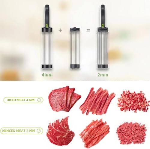 Affettatrice per carne, in acciaio inox, per cucinare a casa, spessore regolabile 2-4 mm, lavabile in lavastoviglie, perfetta per barbecue di manzo e maiale