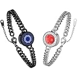 tartoow Braccialetti a Vibrazione Touch a Distanza – Regali per Relazioni a Distanza per Fidanzata e Fidanzato – Braccialetti dell’Amore per Coppie – Bluetooth G001 Black So Silver Lu