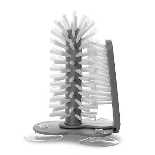 Glass Washer with Double Sided Bristle Brush,Bottle Brush with Suction Base,Standing Glass Cup