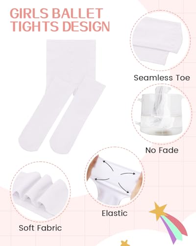 Image of Century Star 2 Pack Girls Soft Footed Ballet Toddler Tights | 90% nylon & 10% spandex for stretchy comfort. Suitable for school, playground, and cozy daily wear.