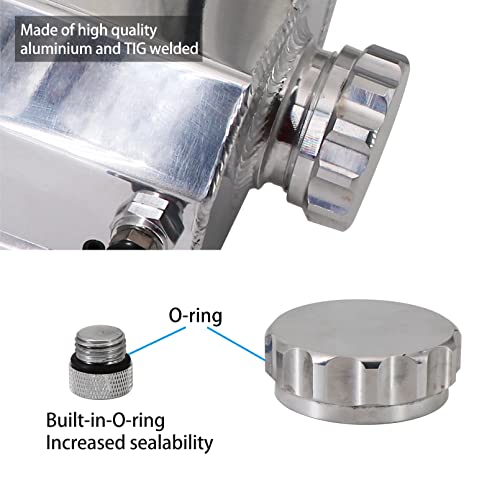 Dokili 2L Alloy Universal Water Coolant Overflow Expansion Tank Reservoir Aluminum Cap Silver #TOP3