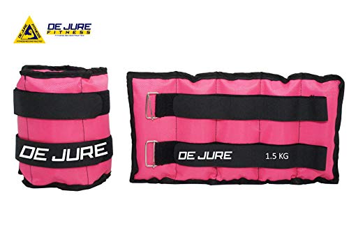Image of DE JURE FITNESS Ankle & Wrist Weight Set, Adjustable Strap, 1.5KG Pair (1.5Kg x 2 = 3kg) (E) Pink