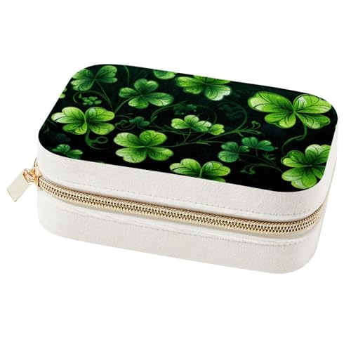 Caja de viaje para joyas de terciopelo verde con compartimentos móviles 2