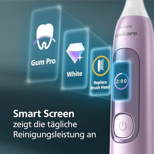 Philips Sonicare AdvancedClean Limited Edition Elektrische Zahnbürste - Smart Screen, Drucksensor, Erinnerungsfunktion zum Austausch des Bürstenkopfs, 5 Putzmodi und SmarTimer, Pink, Modell HX3792/12 – Bild 4