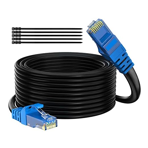 Cat 6 Outdoor Ethernet Cable 100 ft, Adoreen Gbps Heavy Duty Internet Cable (from 25-300 feet) Support POE Cat6 Cat 5e Cat 5 Network Cable RJ45 Patch Cord, UV Waterproof Direct Burial & Indoor+15 Ties