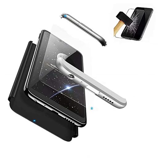 HUOCAI for Samsung Galaxy S9 Plus Skal 360 Skyddsskal PC Hårt skal Anti-Shock Anti-Scratch Bumper 3 i 1 design Matt telefon skalfodral (Silver svart) + Skyddsfilm
