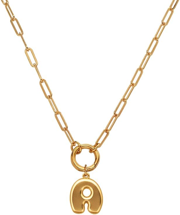OAK & LUNA - Bubble Up Initial Necklace - Designer Jewelry for Her, Women - A-Z letters - Dainty Custom Gift for Mother's Day, Christmas, Birthday