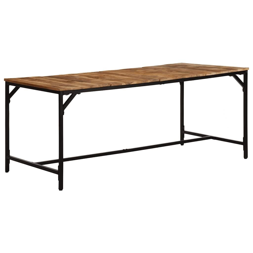 Mesa de comedor 180 x 90 x 75 cm, mango de madera maciza gruesa, marco de hierro robusto, para comedor, cocina, familias numerosas, diseño duradero