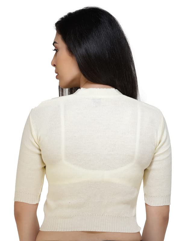 Image of Women Winter Wear V-Neck Half Sleeves Regular Fit Woollen Blouse