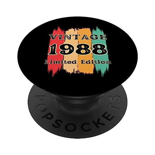 Vintage 1988 para hombres, idea de regalo de 35 cumpleaños de 35 años PopSockets PopGrip Intercambiable