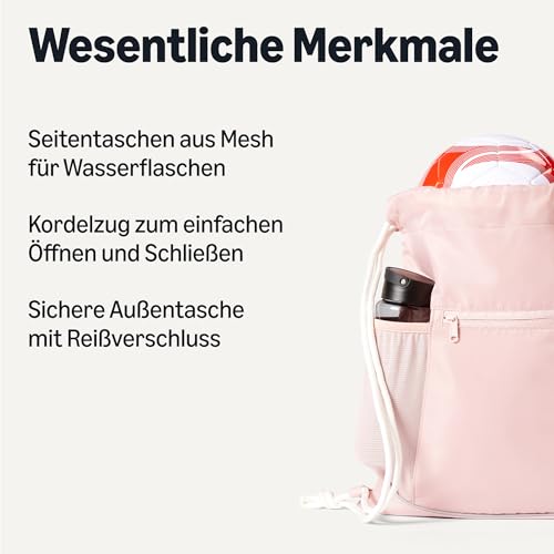 Amazon Basics Sportbeutel mit Kordelzug Sportrucksack, Rosa