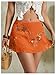 SweatyRocks Women's Sequin Mini Skirt Y2K Sparkly Beaded Floral Embroidery Skirts Orange Large
