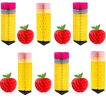 Buy 12Pcs Back to School Hanging Honeycomb, Pencil Apple Classroom ...