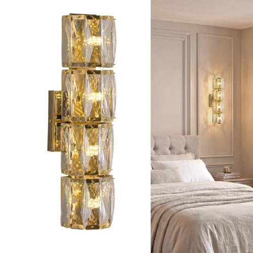 VelociForm 4-Light Crystal Wall Sconce, Gold Finish with Faceted Glass