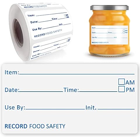 500 Pcs Food Storage Label on Roll Self-Adhesive Food Sticker Labels Freezer Tag Stickers Prep Labels 50×25 mm for Home and Restaurant Food Freezer Reminder Cover