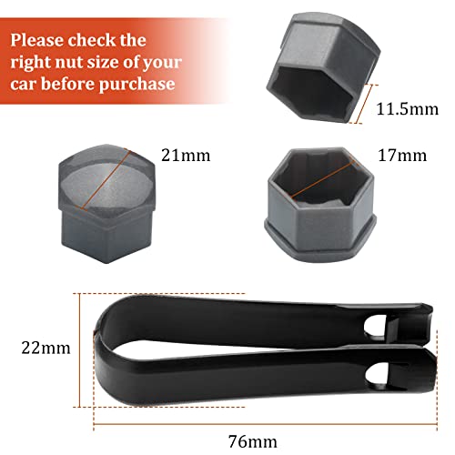 Aoit 20 Pcs New Universal 17Mm Wheel Lug Nut Bolt Cover Caps +Removal Tools (Gray) #TOP1