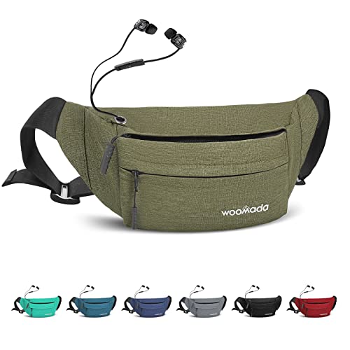WOOMADA Crossbody Belt Bag, Fanny Pack for Women, Waist Pack with Adjustable Strap & Headphone Jack, pocket waist bag for Running Workout Sports Travelling Cycling Hiking Jogging, Easy Carry Any Phone
