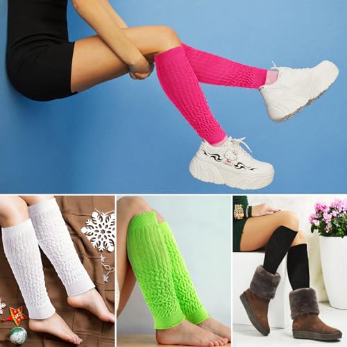 Image of Womens Leg Warmers Winter Warm Knit Long Boot Socks Slouch Knee High 80s for Party Dance Sports