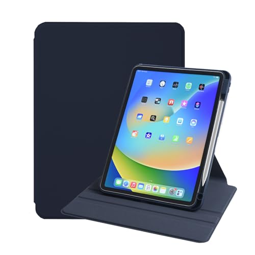 Image of Arctic Fox Smart Folio Rotating Cover Case for iPad Air 11 inch M3 /M2 2025 /2024, iPad Air 5th /4th Gen Case 10.9 Inch, 360 Degree Rotation Protective Stand Cover Clear Back (Blue)
