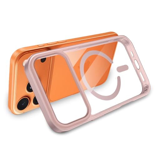 SNAPWAVE iPhone 17 Pro Transparent Case | Shockproof Bumper & Camera Protection | Magsafe Compatible | Sleek Hard Crystal Back Cover for iPhone 17 Pro – Pink