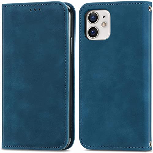 Étui à rabat pour iPhone 13 Pro Max GUMMMY en cuir PU bleu avec fentes pour cartes