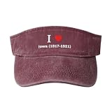 I Love Iowa (1917-1921) Sun Visor Hats Cotton Adjustable Sports Empty Top Baseball Cap for Women Men Golf Cap Red