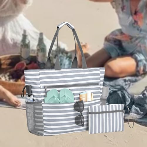 Beach Bags Beach Tote Lightweight Large Capacity with Pockets Travel Tote Shoulder Handbag for Toys Family Vacation Essentials2