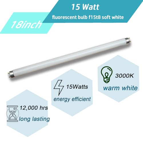 Cemlorot (18inch) F15T8/WW Fluorescent Bulb 15Watt Soft White F15W-T8-KB Replacement Light Tube,3000K Warm White T8 Linear Lamp for Kitchen and Bath, 17 inch Exclude 4 pins by Cemlorot - Image 3
