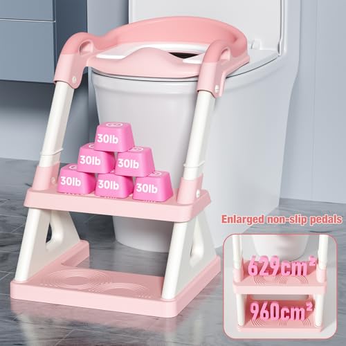 Soul Chat 2 Potty Training Toilet Seat With Step Stool Ladder, Upgrade Triangular Stabilized Base 2-In-1 Toddler Toilet Seat With Splash Guard thumb #1