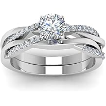 SISGEM 1.84/2.84 CTW Infinity Twist Engagement Rings Set,10K 14K 18K Gold Round Cut Moissanite Rings Set for Women, Wedding Engagement Anniversary Set Bands Free Engraved