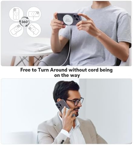 Magnetic Wireless Charger 15W Mag Safe Charger-Fast Charging Pad Compatible with iPhone17/16/15/14/13/12 Series & Airpods 2 3 Pro-LED Mag-Safe Pad with Dual Charging Ports Original Replacement(White) - 2
