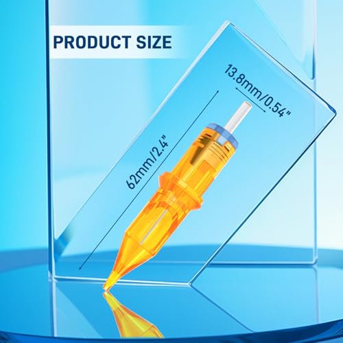 Tattoo Cartridge Needles, ATOMUS 10pcs 1RL 3RL 5RL 7RL 9RL Round Liner Disposable Tattoo Needle (Yellow 1RL 10pcs)